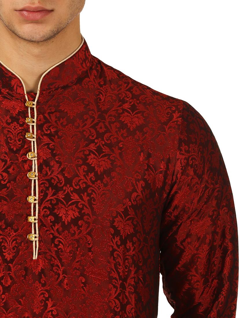 men self design mandarin neck dhoti kurta ethnic wear set - 22000180 - Standard Image - 2