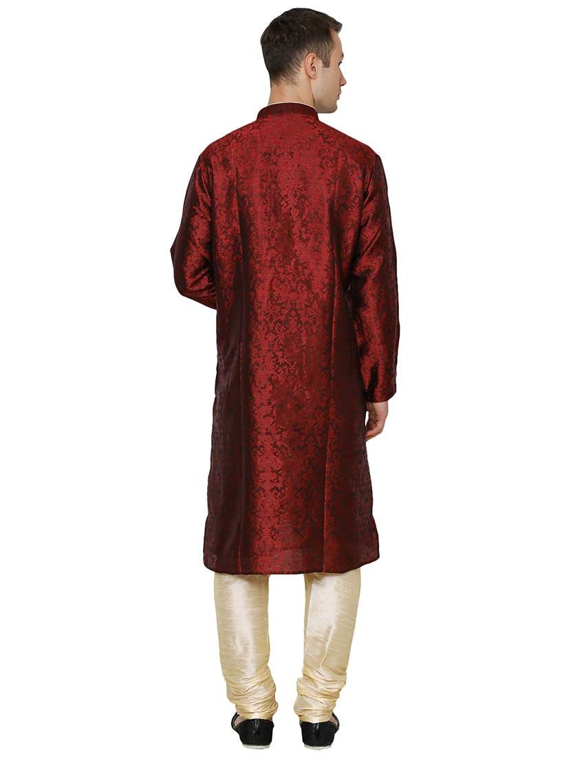 men self design mandarin neck kurta churidar ethnic wear set - 22000290 - Standard Image - 2