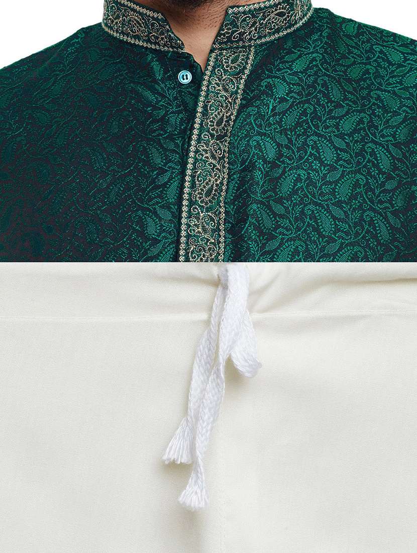 men self design mandarin neck kurta churidar ethnic wear set - 22000359 - Standard Image - 2