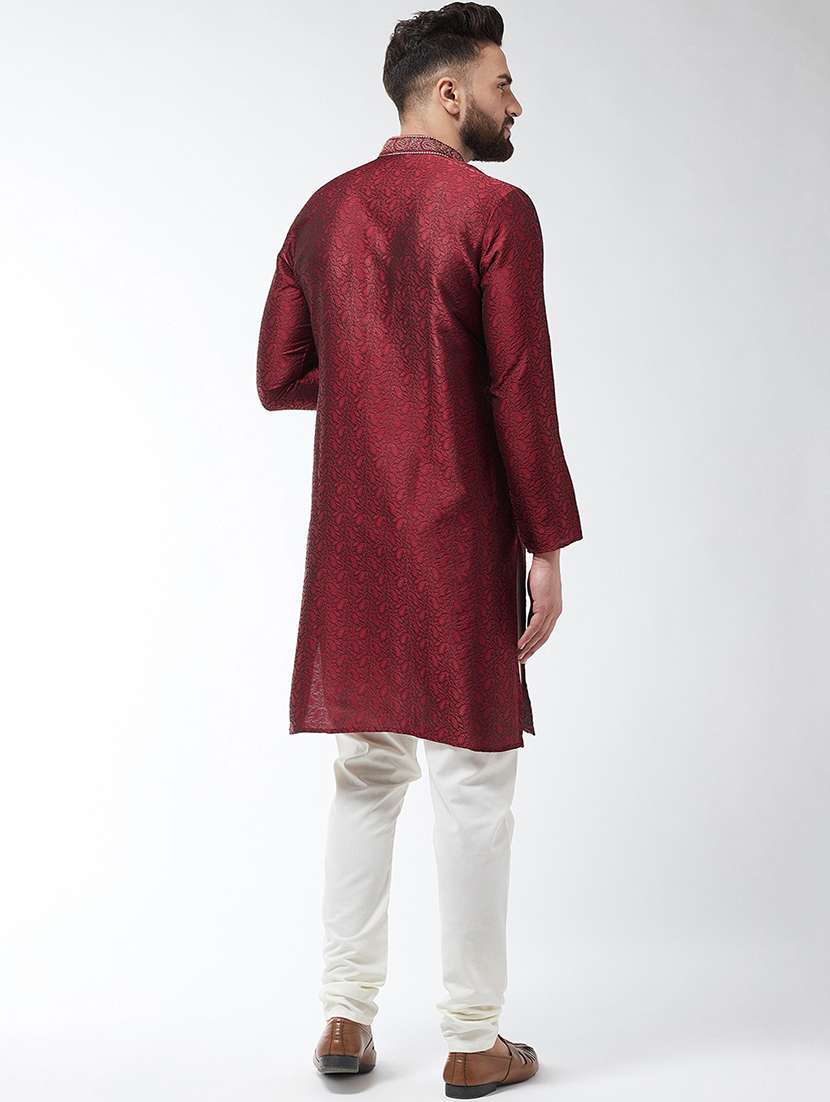 men self design mandarin neck kurta churidar ethnic wear set - 22000384 - Standard Image - 2