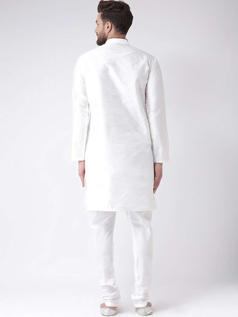 men solid mandarin neck kurta churidar ethnic wear set - 22000421 - Standard Image - 2