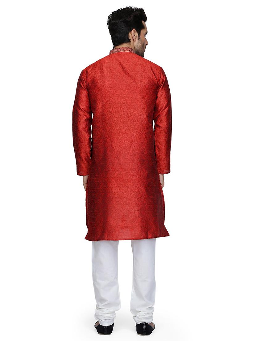 men self design mandarin neck kurta churidar ethnic wear set - 22000424 - Standard Image - 2