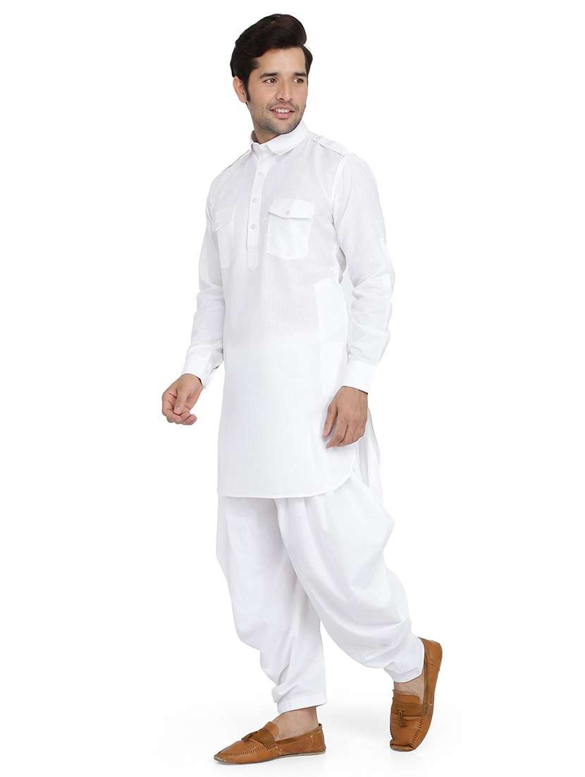 men solid long sleeve pathani ethnic wear set - 22000548 - Standard Image - 2