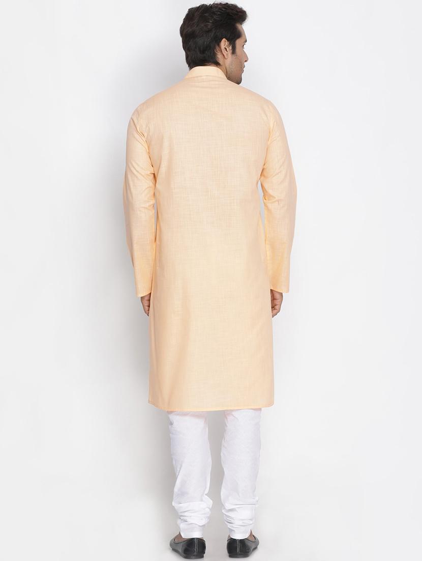 men solid mandarin neck kurta churidar ethnic wear set - 22000574 - Standard Image - 2