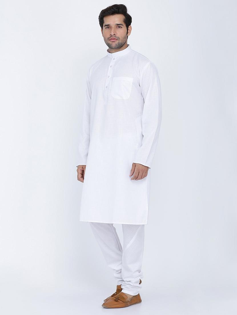 men solid mandarin neck kurta churidar ethnic wear set - 22000604 - Standard Image - 2