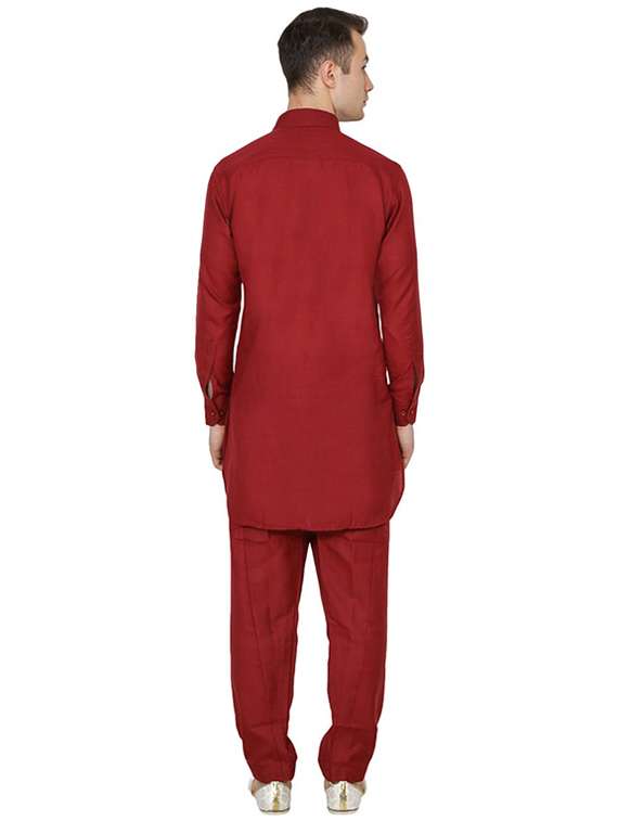 men solid long sleeve pathani ethnic wear set - 22000619 - Standard Image - 2