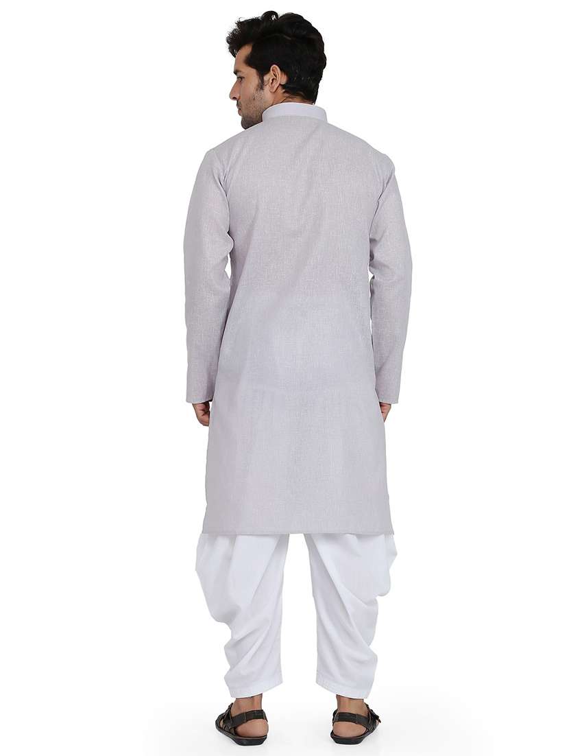 men solid long sleeve kurta and dhoti set - 22000628 - Standard Image - 2