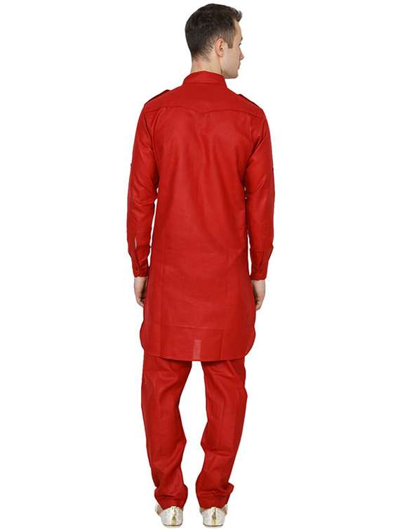 men solid long sleeve pathani ethnic wear set - 22000724 - Standard Image - 2