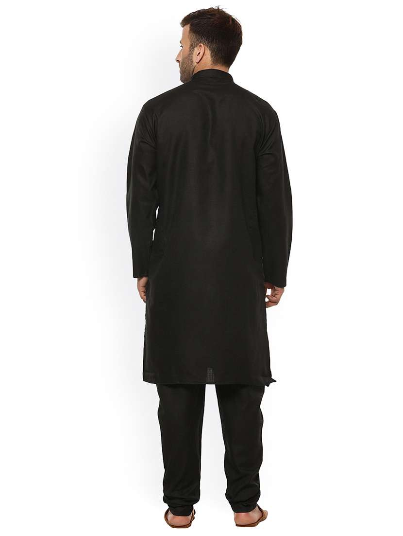 men solid long sleeve kurta and churidar set - 22000802 - Standard Image - 2
