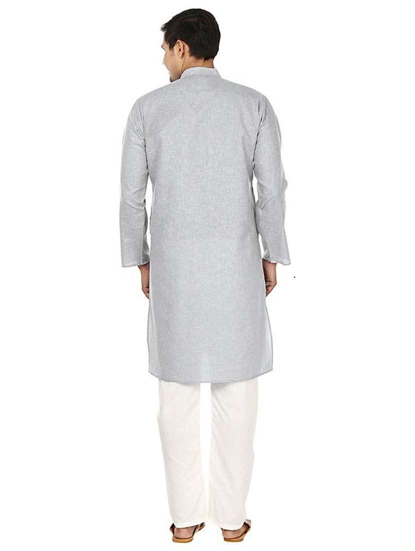 men solid long sleeve kurta and pyjama set - 22000847 - Standard Image - 2