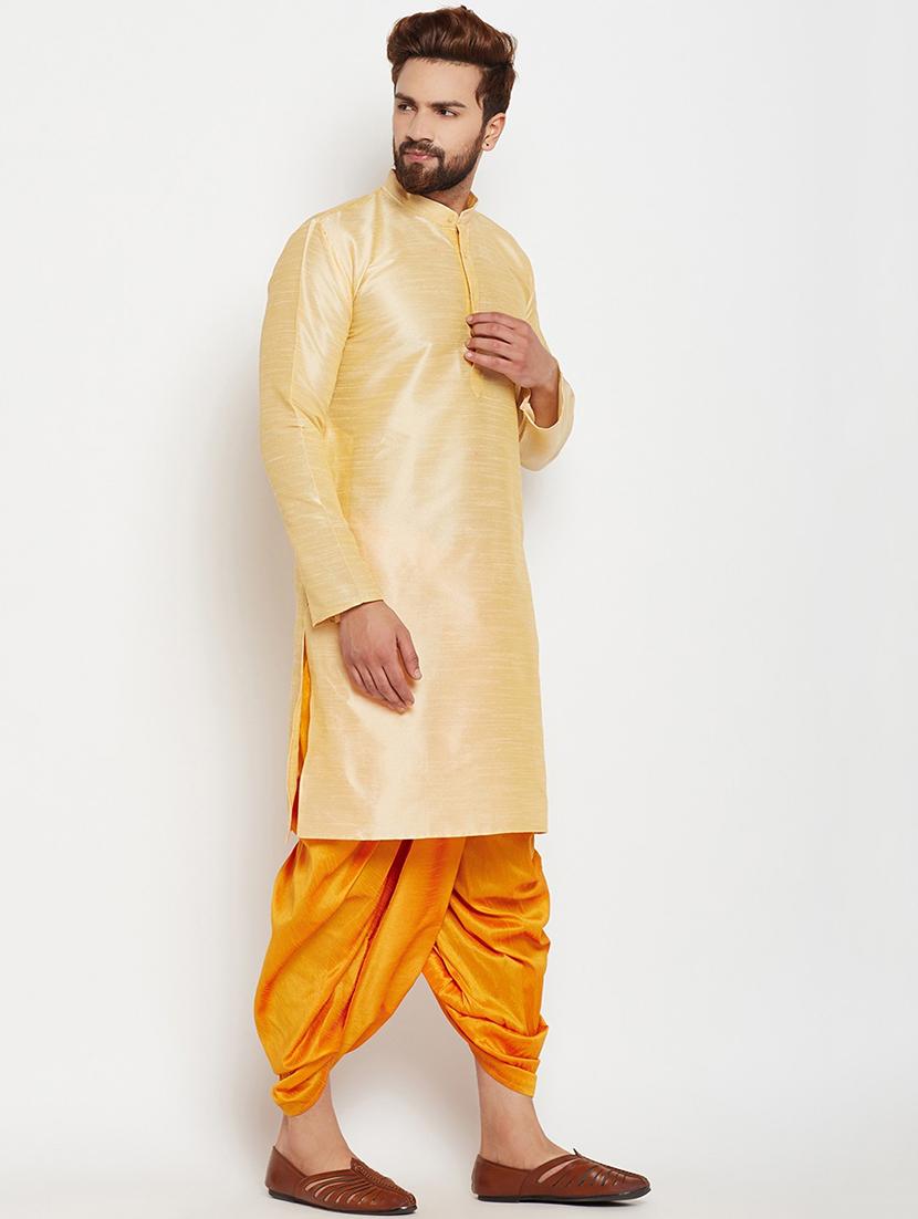 men solid long sleeve kurta and dhoti set - 22000885 - Standard Image - 2