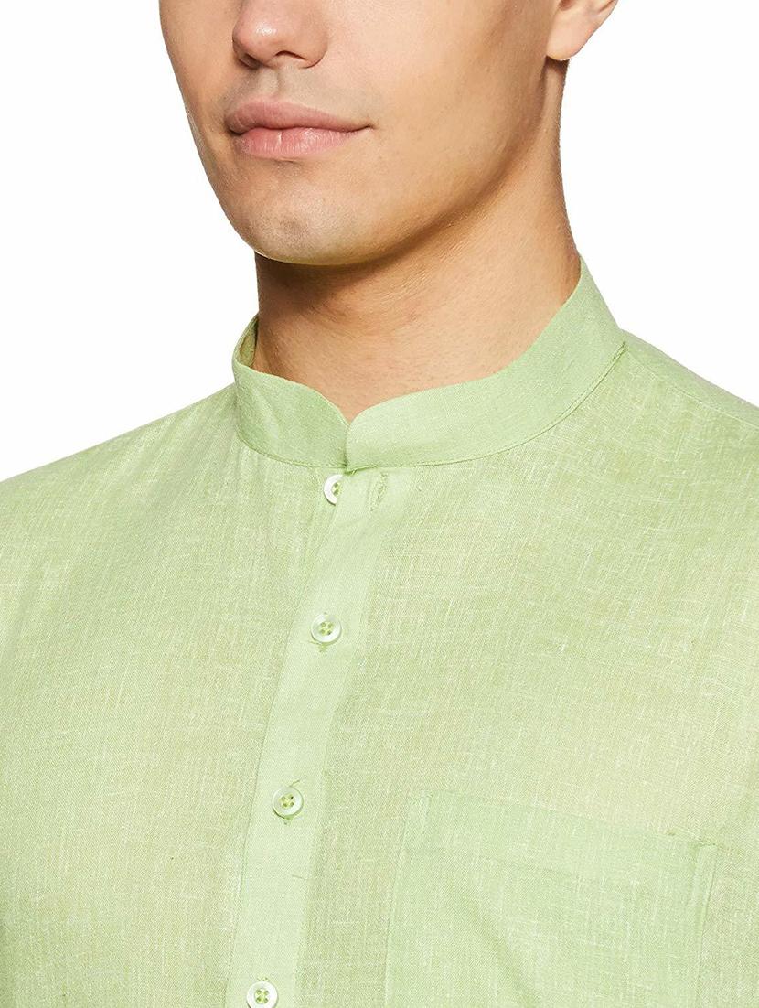 men solid mandarin neck long sleeve kurta - 22001029 - Standard Image - 2