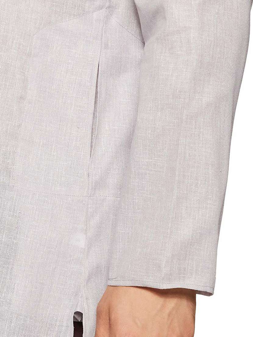 men solid mandarin neck long sleeve kurta - 22001030 - Standard Image - 2