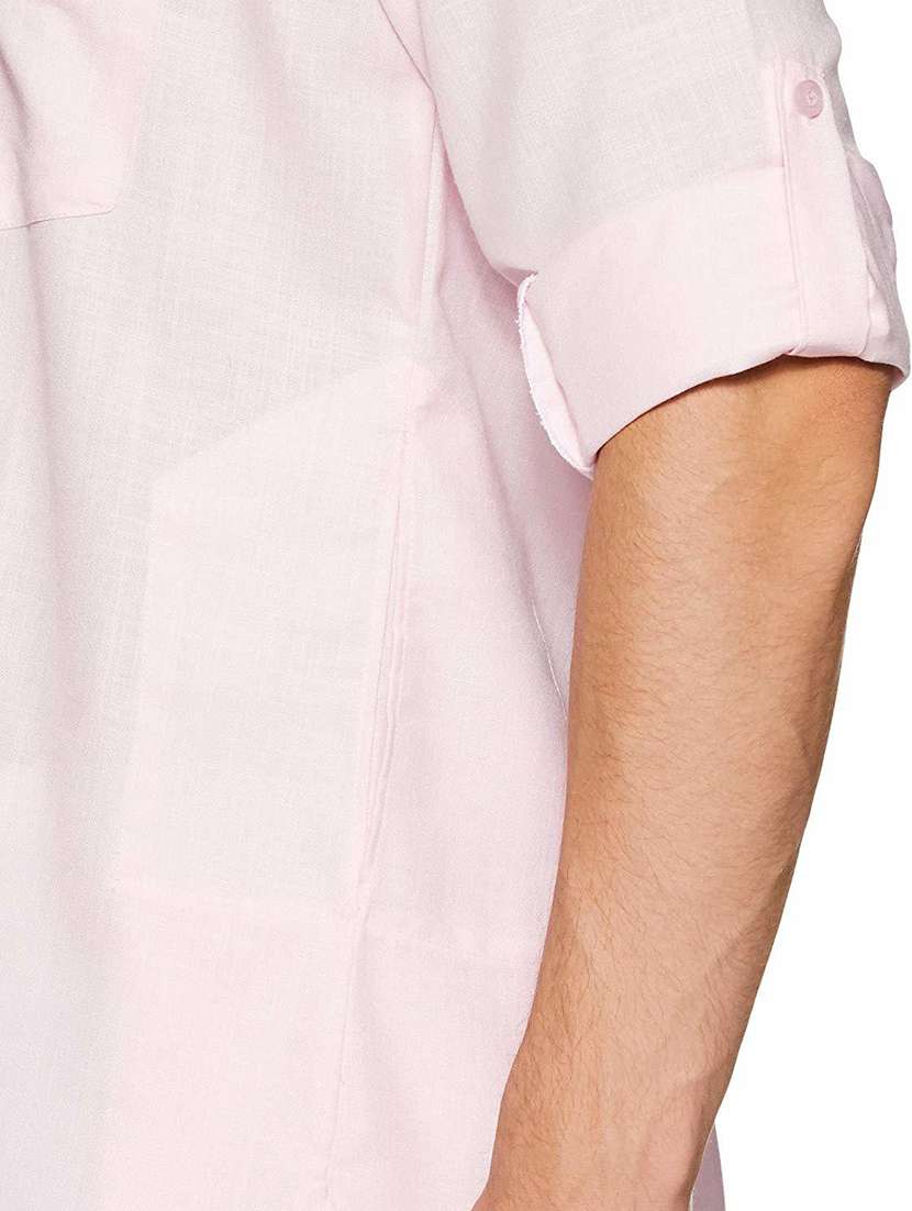 men solid collared long sleeve pathani kurta - 22001037 - Standard Image - 2