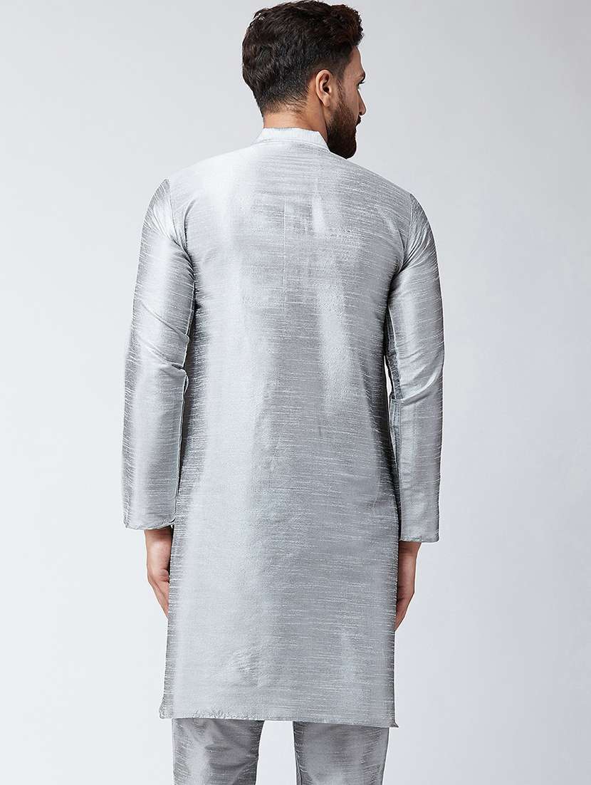 men self designed mandarin collar long sleeve kurta - 22001136 - Standard Image - 2