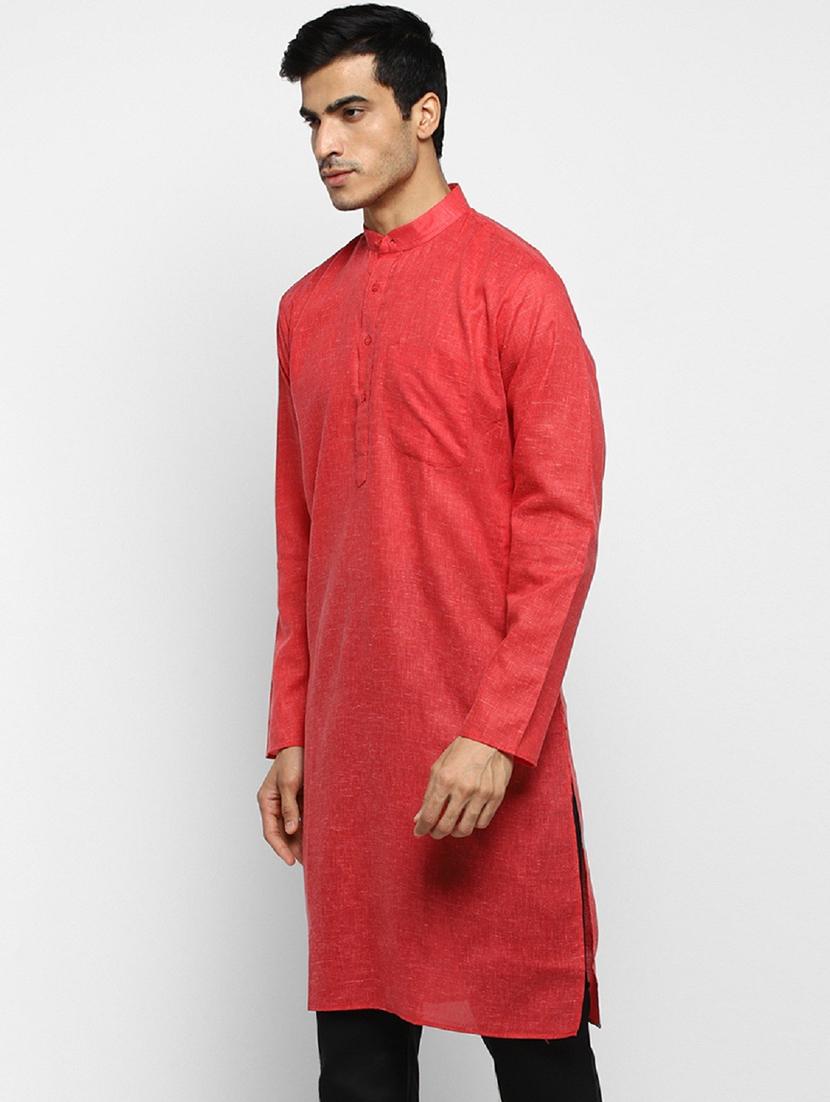 men solid mandarin collar long sleeve kurta - 22001163 - Standard Image - 2