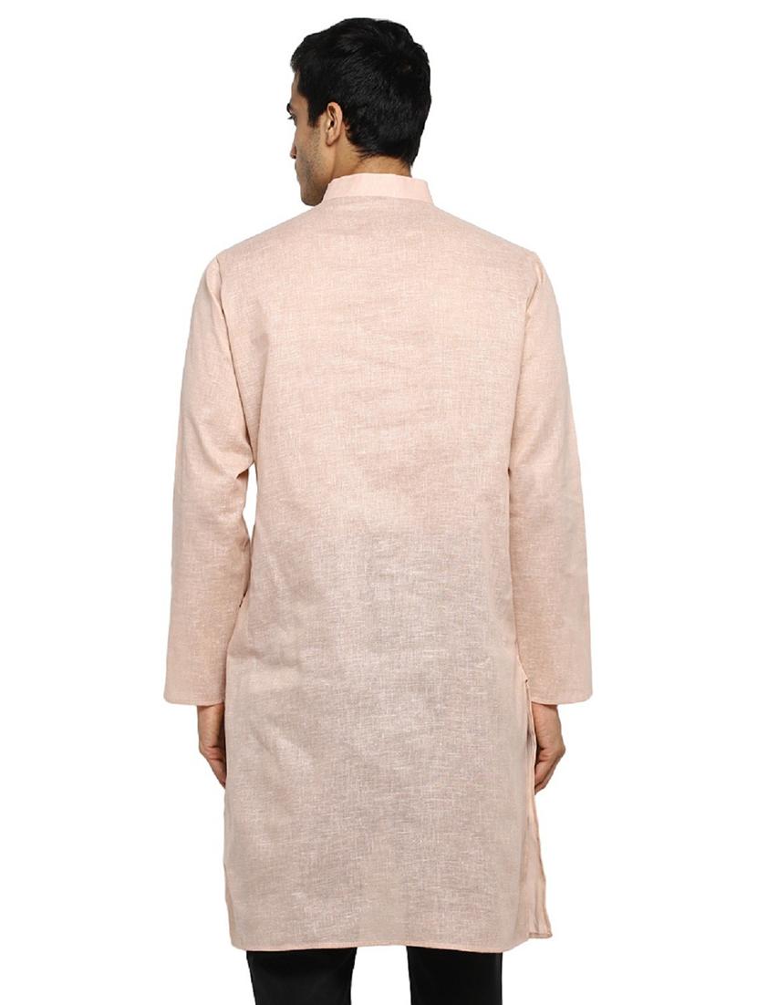 men solid mandarin collar long sleeve kurta - 22001231 - Standard Image - 2