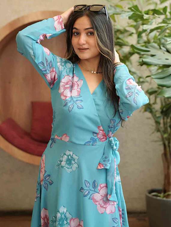 women floral print long sleeve fit & flared dress - 22001260 -  Standard Image - 2