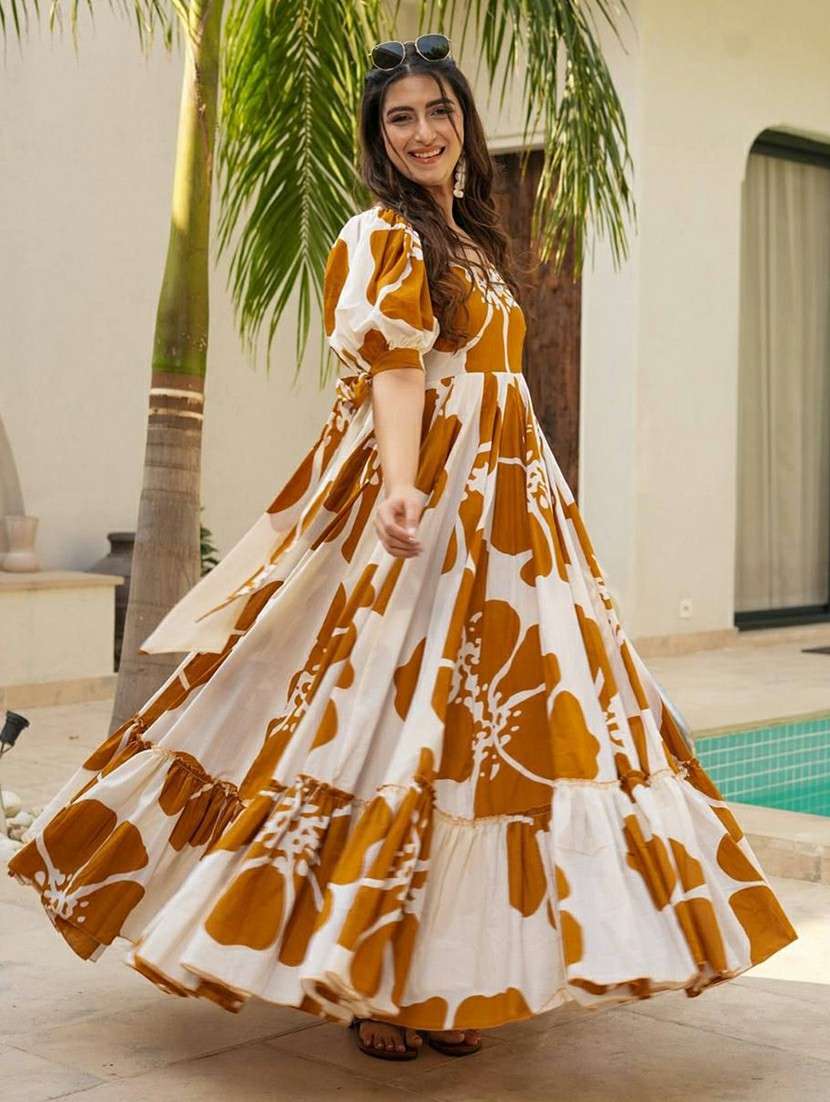 women floral print puff sleeve tiered maxi dress - 22001267 -  Standard Image - 2