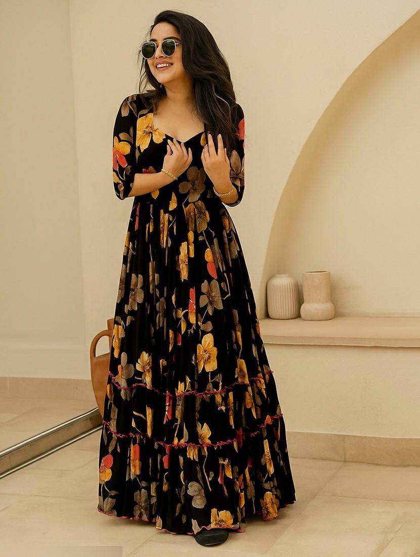 women floral print puff sleeve tiered maxi dress - 22001275 - Standard Image - 2