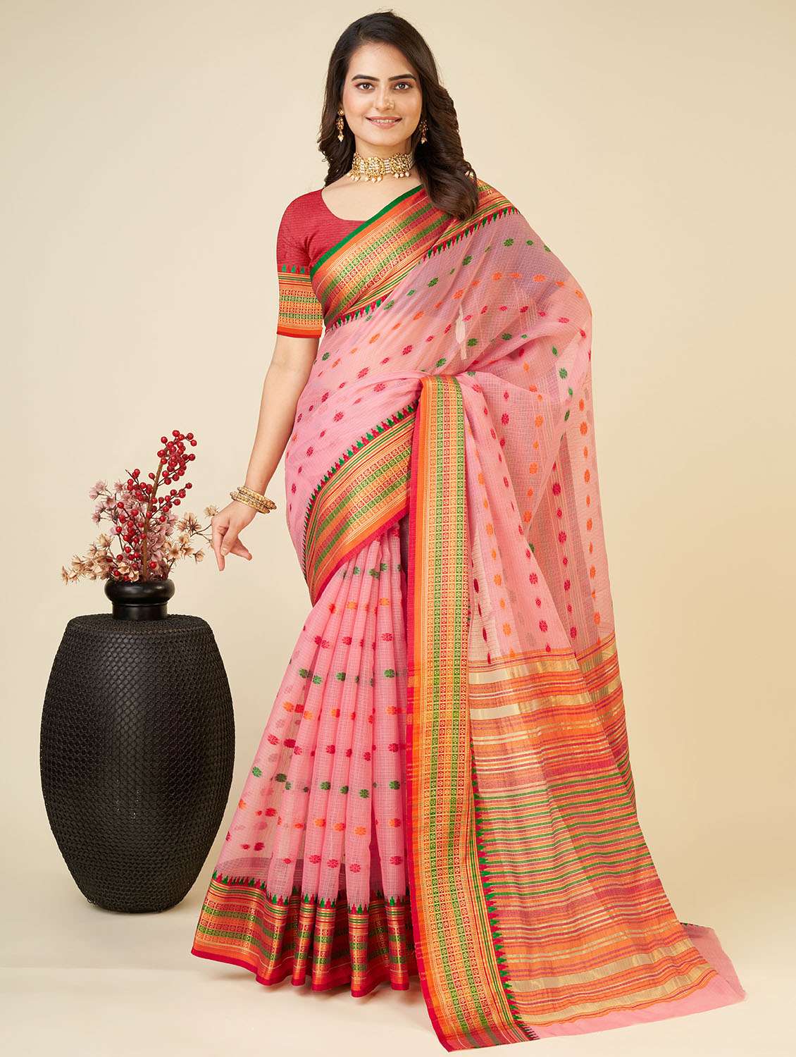 women self design bordered saree with blouse - 22001305 -  Zoom Image - 0