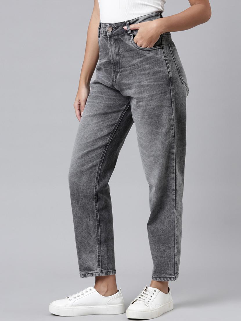 women washed high rise straight fit jean - 22001386 - Standard Image - 2