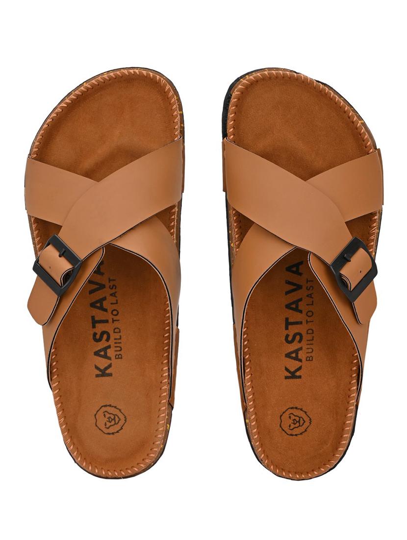 men tan slip on sandal - 22001741 - Standard Image - 2