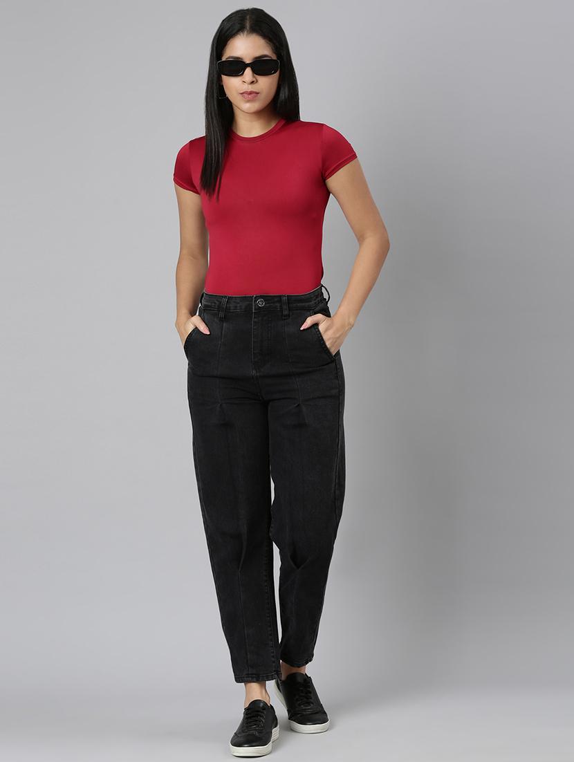 women washed mid rise mom fit jean - 22001875 - Standard Image - 2