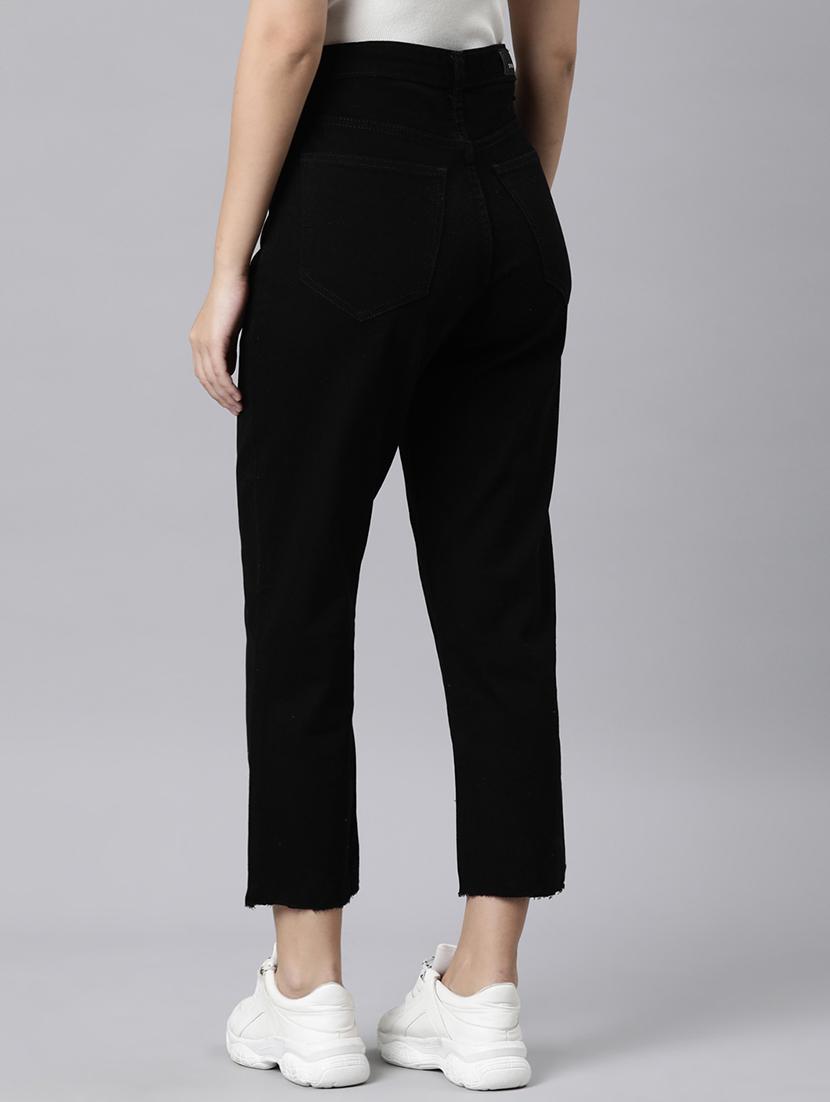 women solid high rise straight fit ean - 22001881 - Standard Image - 2