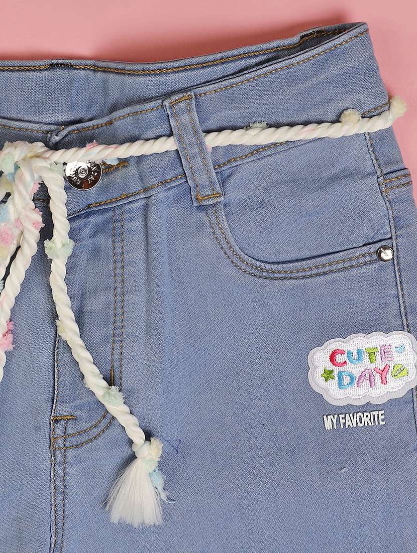 girls solid with work mid rise three fourth - 22001921 -  Standard Image - 2