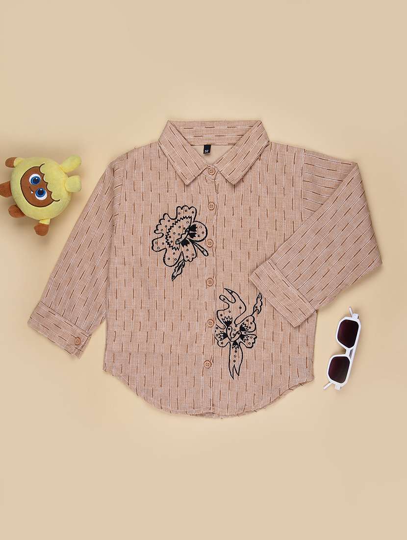 girls self design three quarter sleeve top