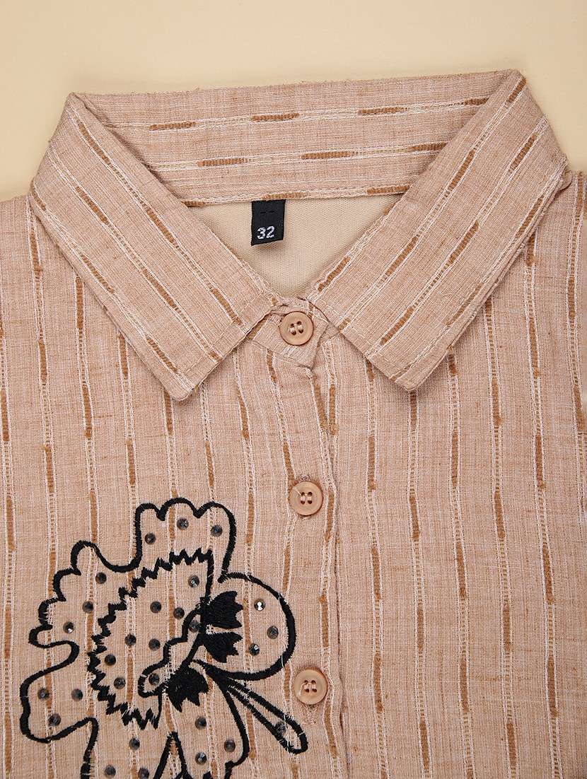 girls self design three quarter sleeve top - 22002028 -  Standard Image - 2