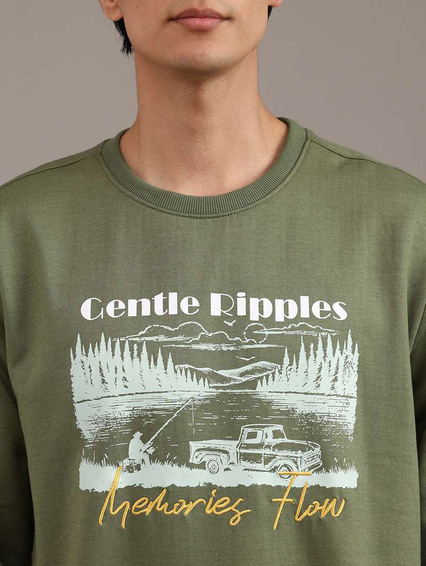 men printed long sleeve regular fit sweatshirt - 22002038 -  Standard Image - 2