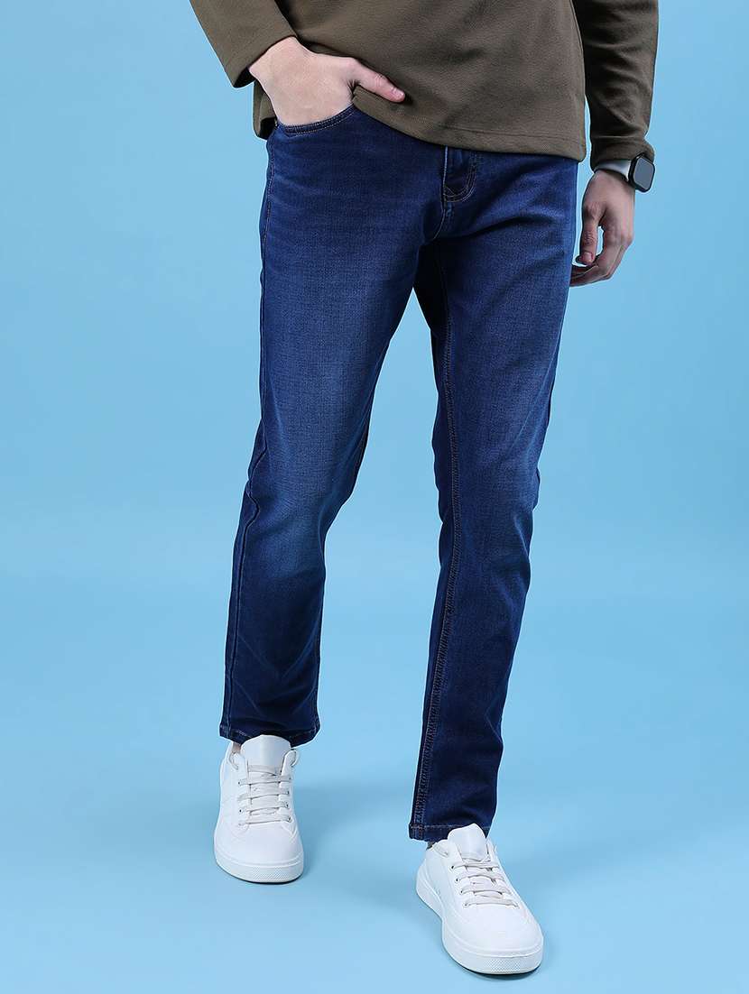 men solid mid rise slim fit jean