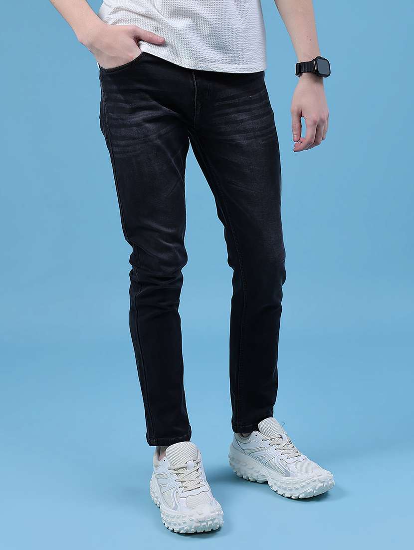 men solid mid rise slim fit jean
