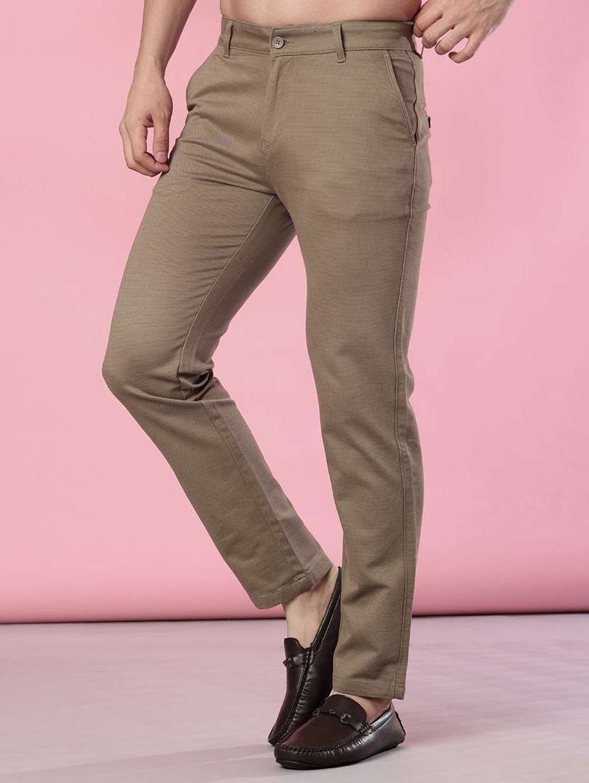 men solid mid rise casual chinos - 22002127 - Standard Image - 2