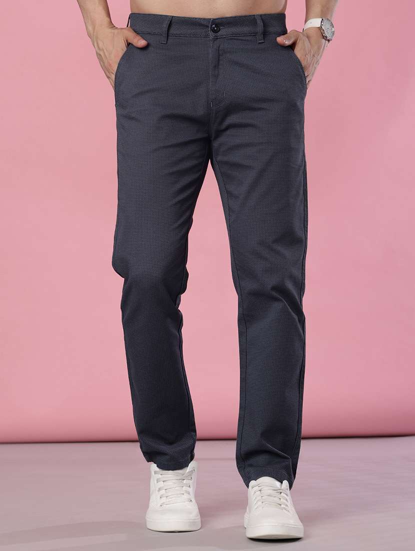men solid mid rise casual chinos