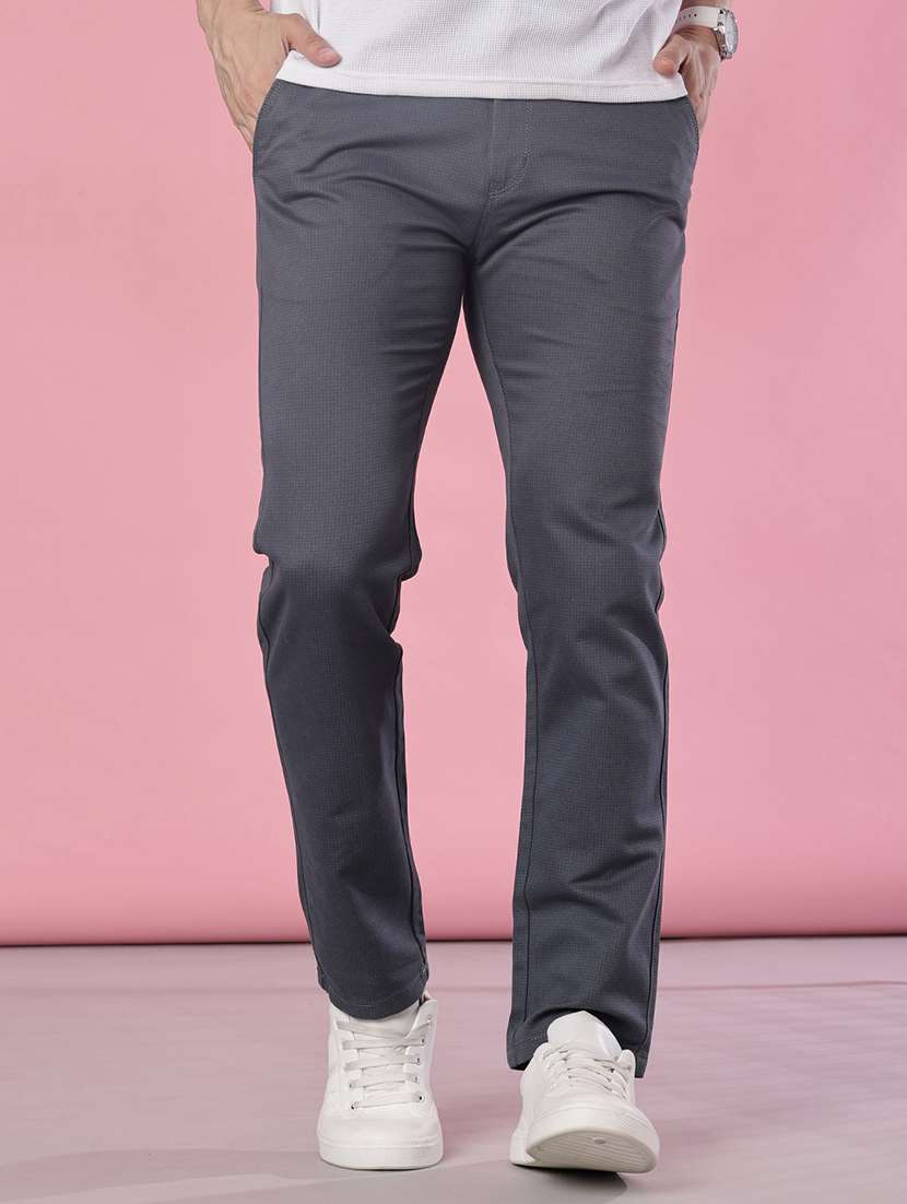 men solid mid rise casual chino