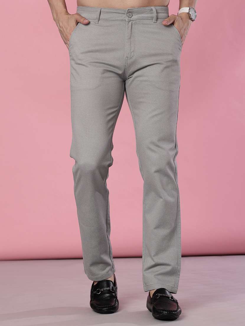 men solid mid rise casual chino