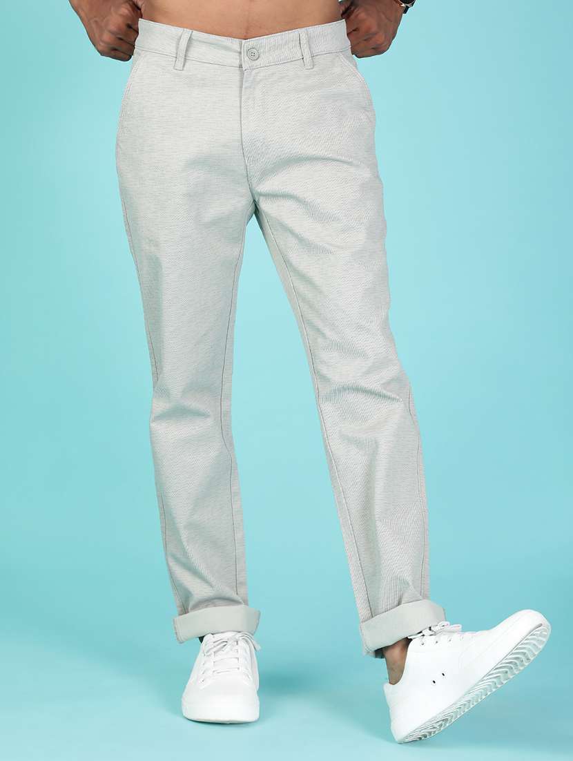 men solid mid rise casual chino