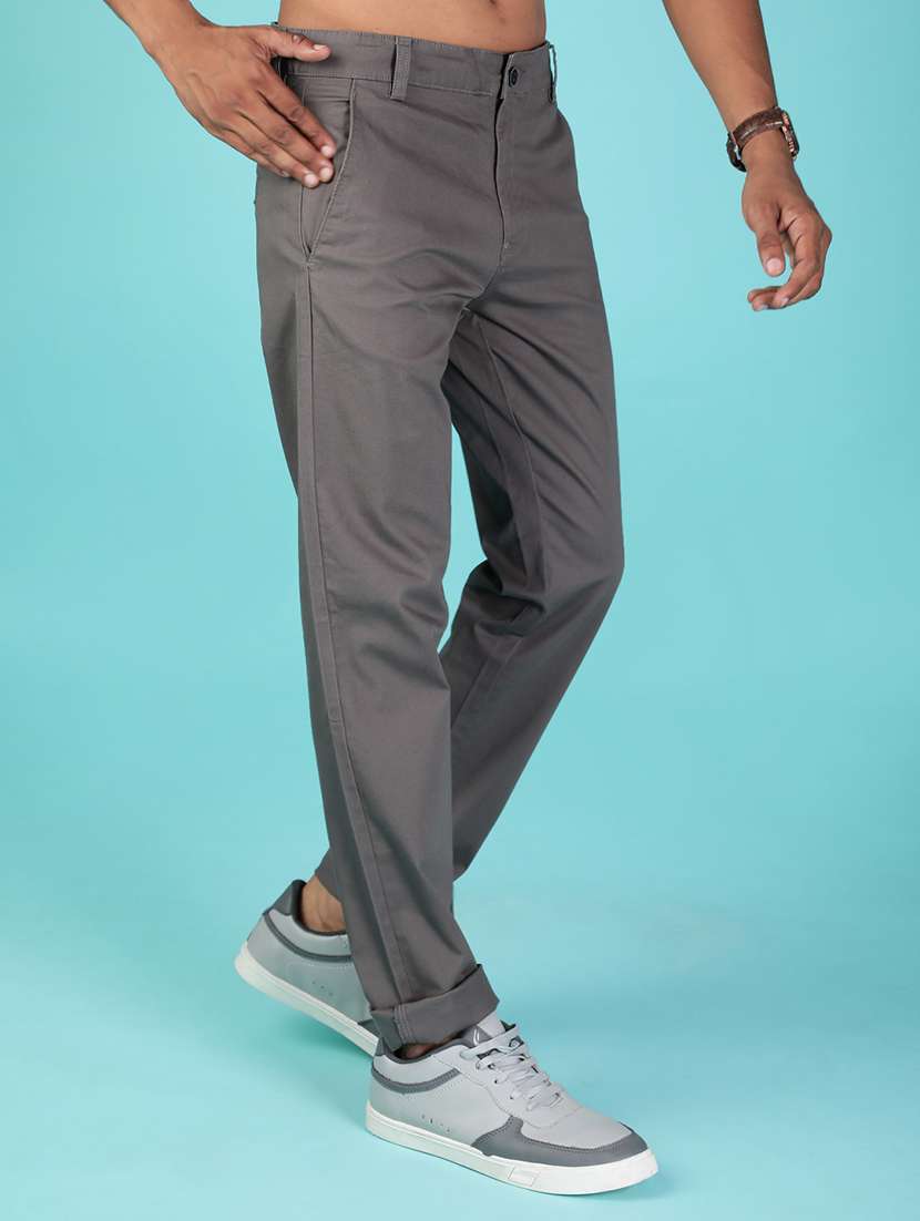 men solid mid rise casual chino - 22002191 -  Standard Image - 2