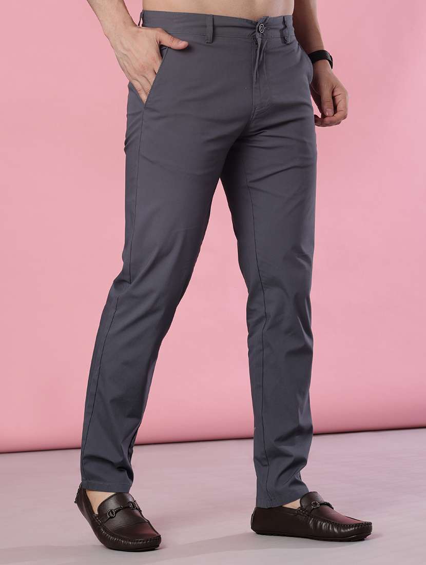 men solid mid rise casual chino - 22002193 -  Standard Image - 2