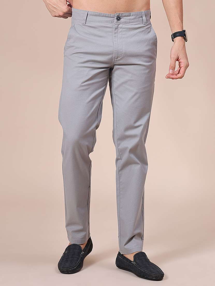 men solid mid rise casual chino - 22002226 -  Standard Image - 2