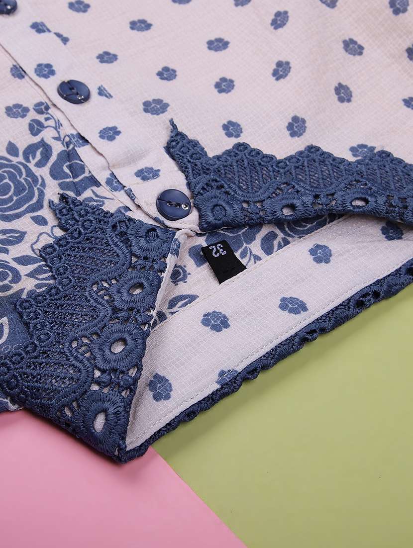 girls printed three quarter sleeve top - 22002278 -  Standard Image - 2