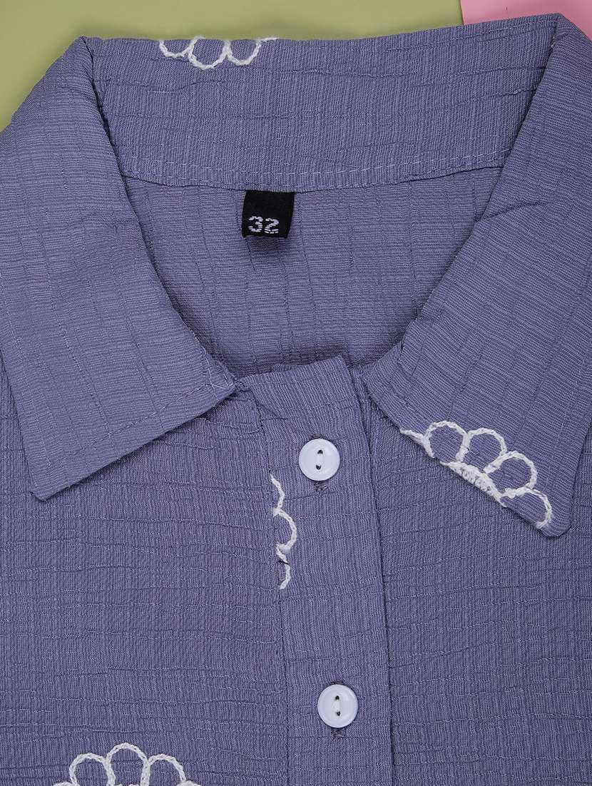 girls solid with work three quarter sleeve top - 22002312 -  Standard Image - 2