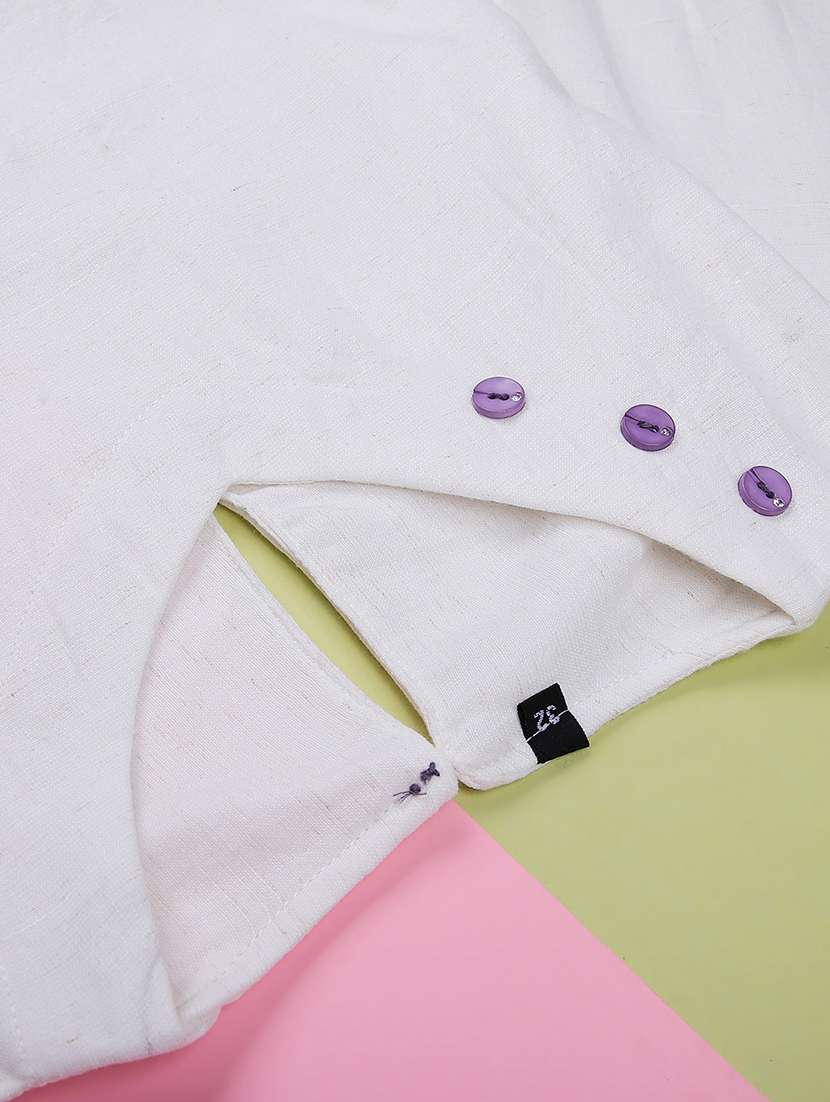 girls solid with work three quarter sleeve top - 22002318 -  Standard Image - 2