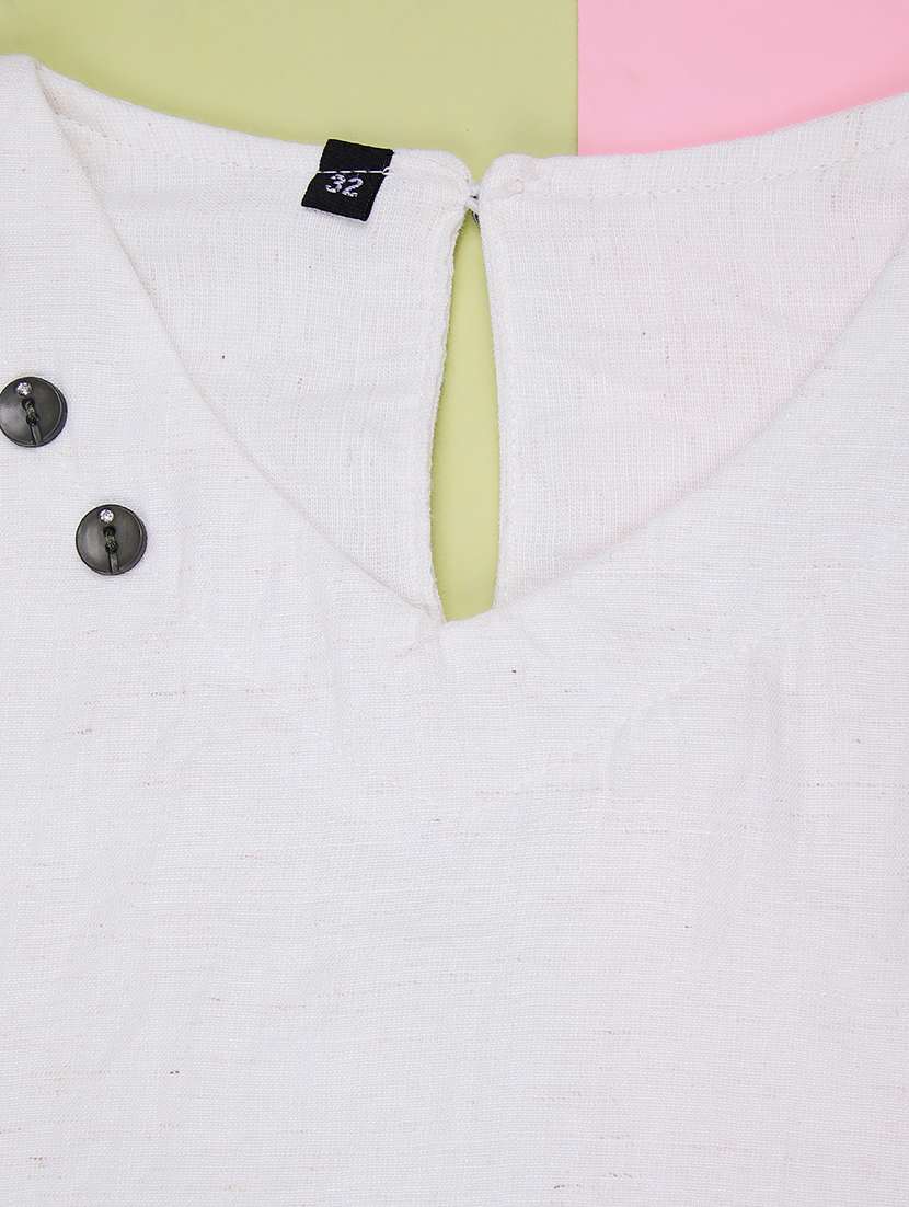 girls solid with work three quarter sleeve top - 22002319 -  Standard Image - 2