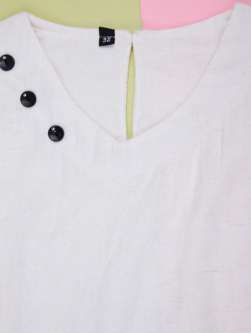 girls solid with work three quarter sleeve top - 22002321 -  Standard Image - 2