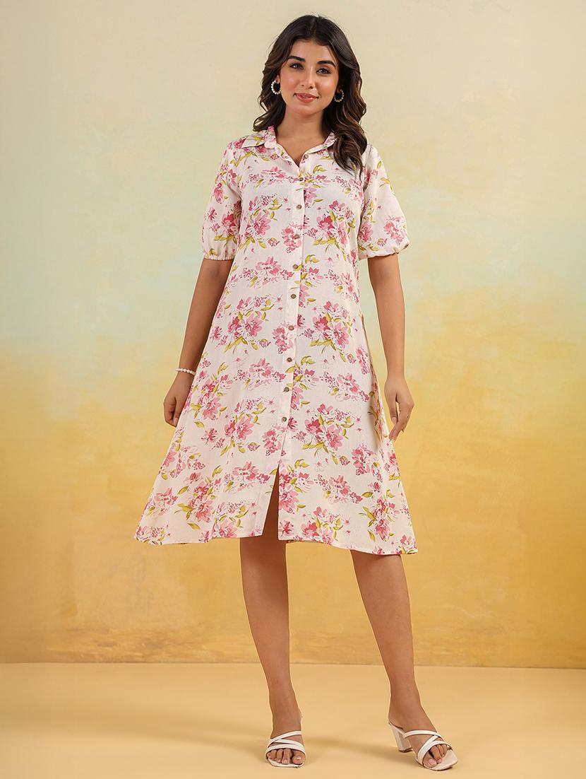 womem floral print collared shirt dress - 22002351 - Standard Image - 2