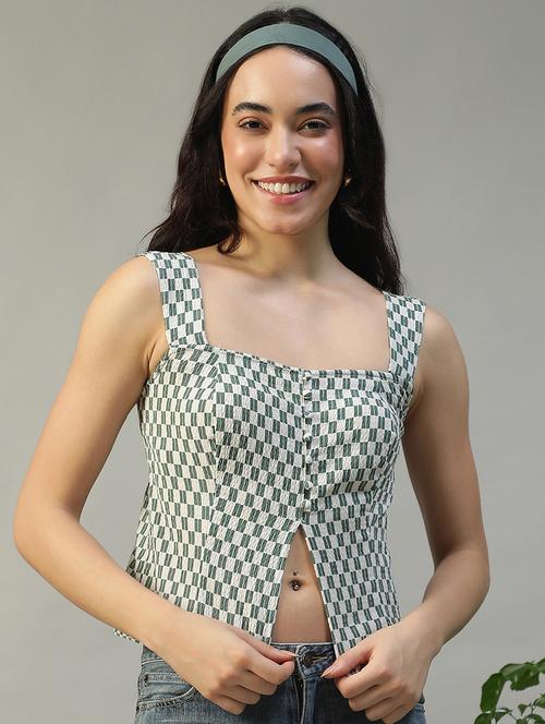 women checkered sleeveless regular top - 22002377 - Standard Image - 0